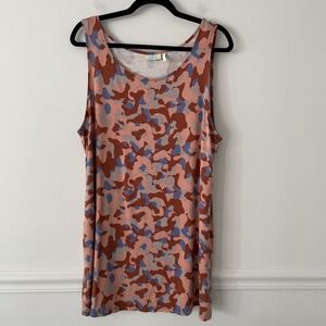 LOGO Lounge Abstract Floral Tank Size 1X Stretch Knit Longline Layer Soft Artsy